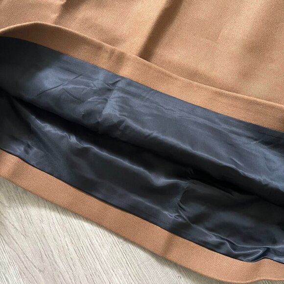 Well Done Mini Pencil Skirt Size M Brown Side Zipper Lined Wool Blend - Picture 3 of 7